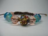 Pulseira marrom com cristal e Bola Cravejada
