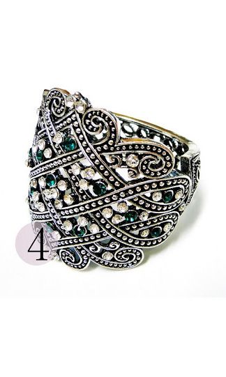 Bracelete Strass e Pedra verde