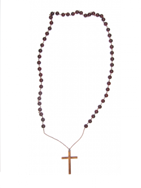 Colar Marrom com Crucifixo